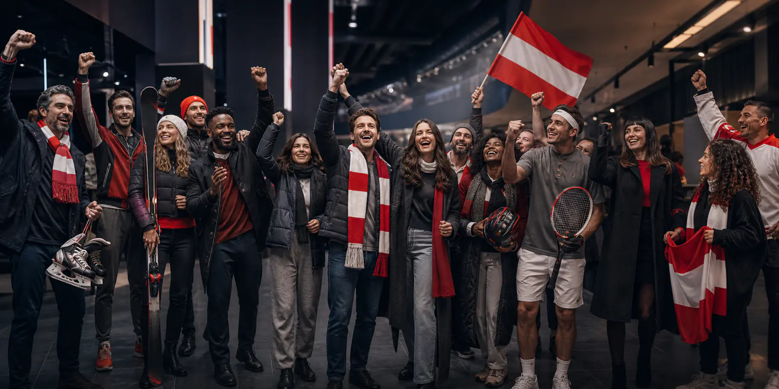 Erwachsene Sportfans feiern eine BetLabel Bonuswoche in Österreich