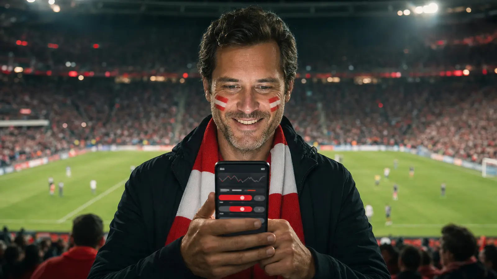Österreichischer Fan nutzt Live-Wetten in der BetLabel App