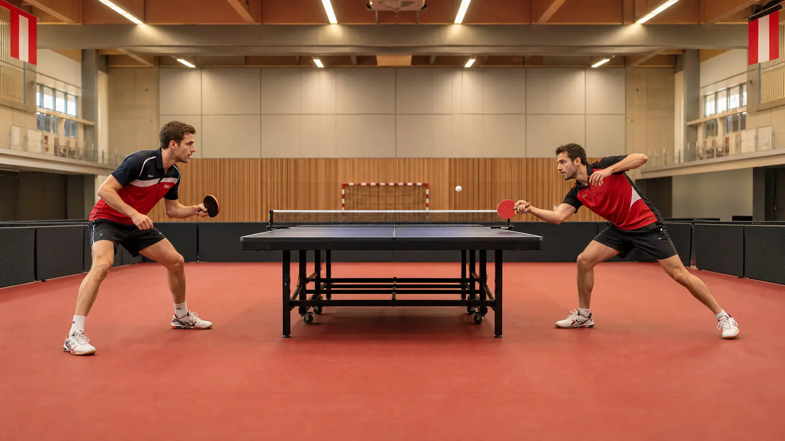 Tischtennisspieler bei einem Wettkampf in einer österreichischen BetLabel Sportszene