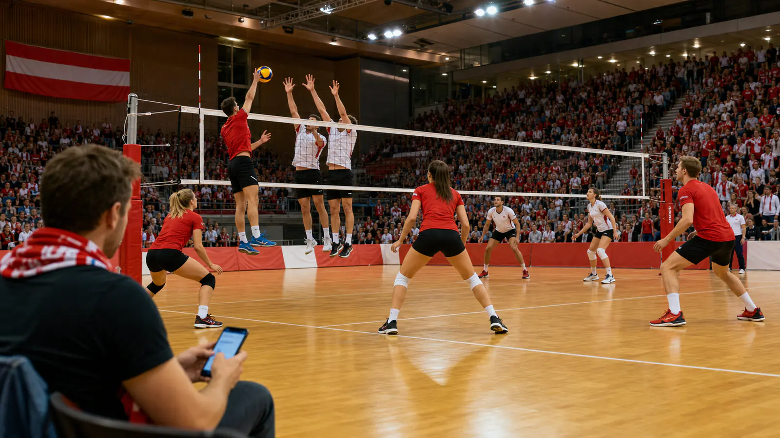 Volleyballspieler und mobiles BetLabel Erlebnis in Österreich
