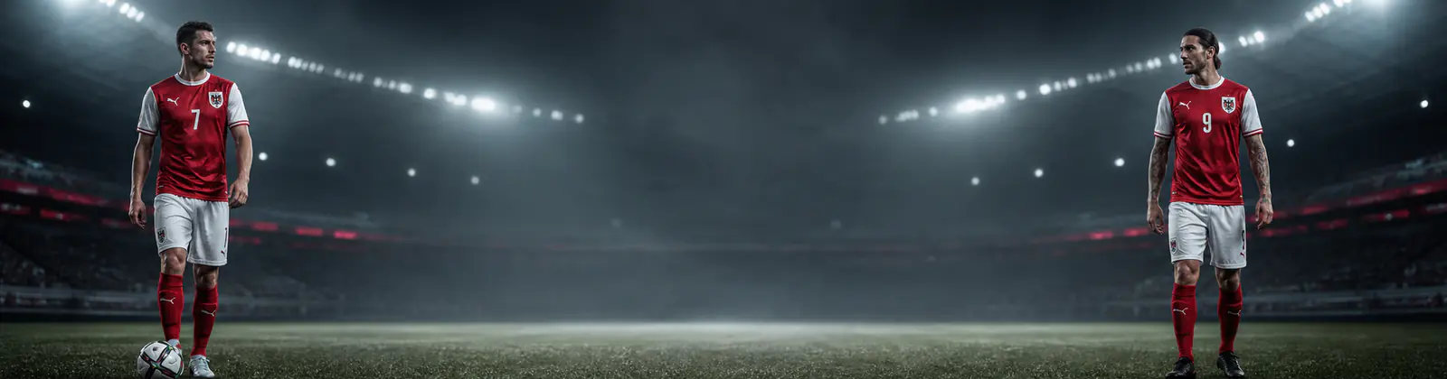 Erwachsene Fußballspieler im Zentrum eines österreichischen Stadions