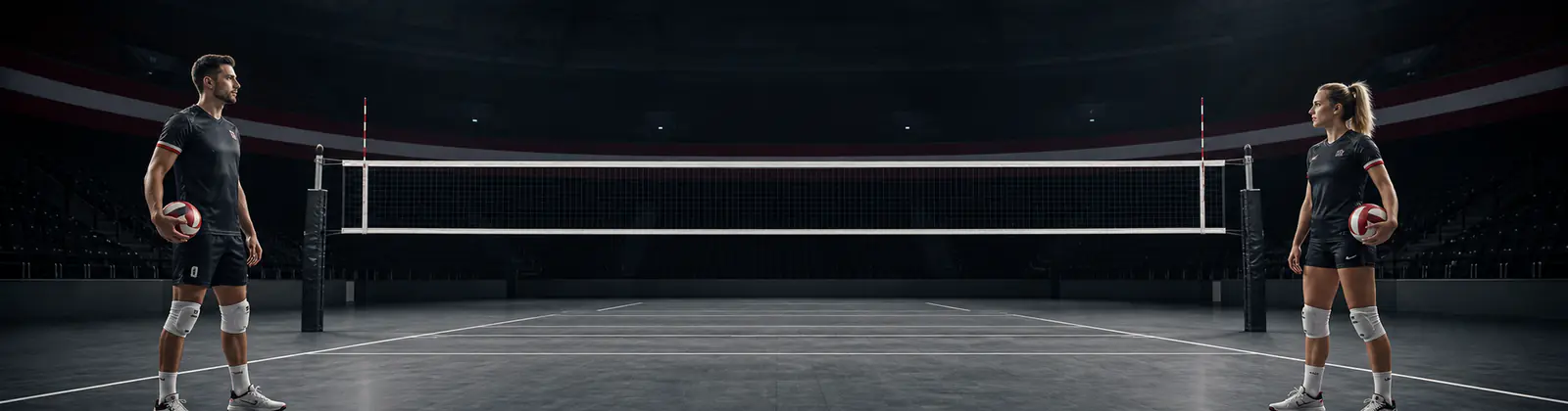 Erwachsene Volleyballspieler in einer österreichischen Sporthalle