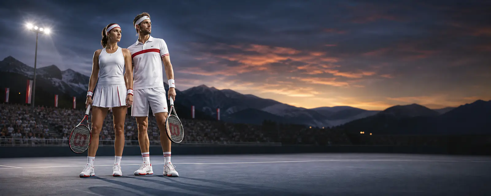 Erwachsene Tennisspieler bei einem Wettkampf in Österreich