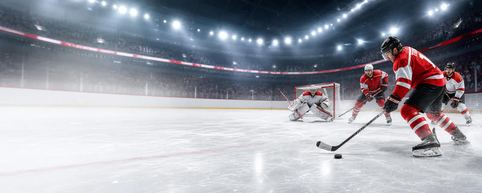 Erwachsene Eishockeyspieler in einer österreichischen Arena