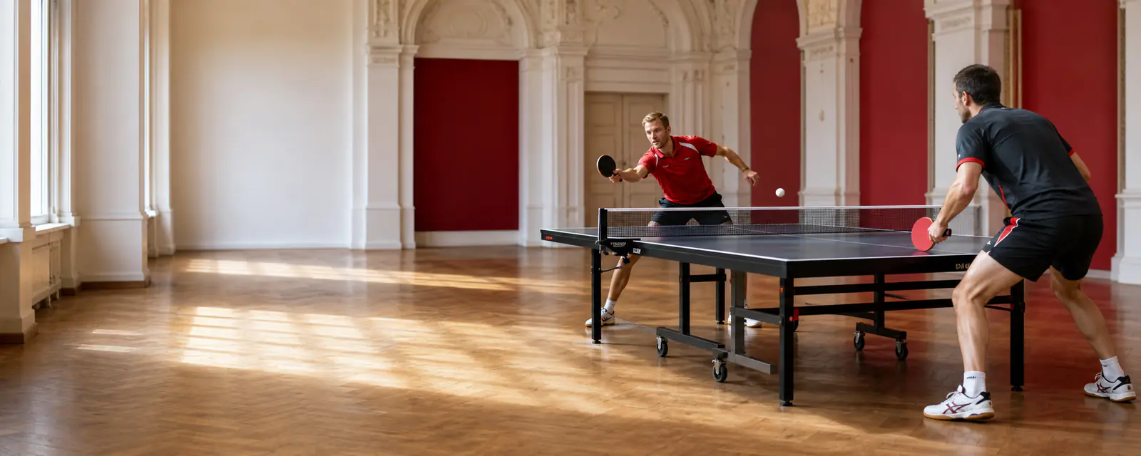Erwachsene Tischtennisspieler bei einem Wettkampf in Österreich
