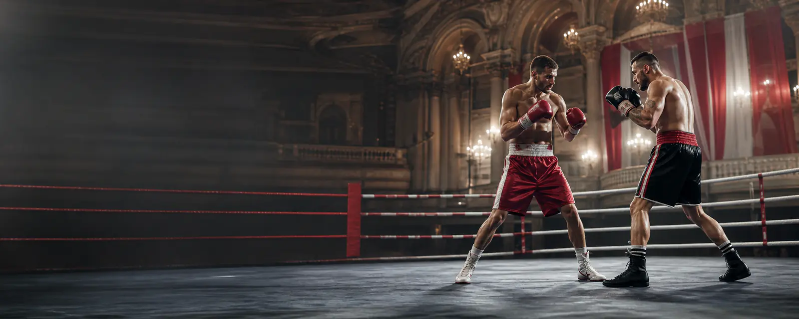 Erwachsene Boxer in einer österreichischen Sportarena